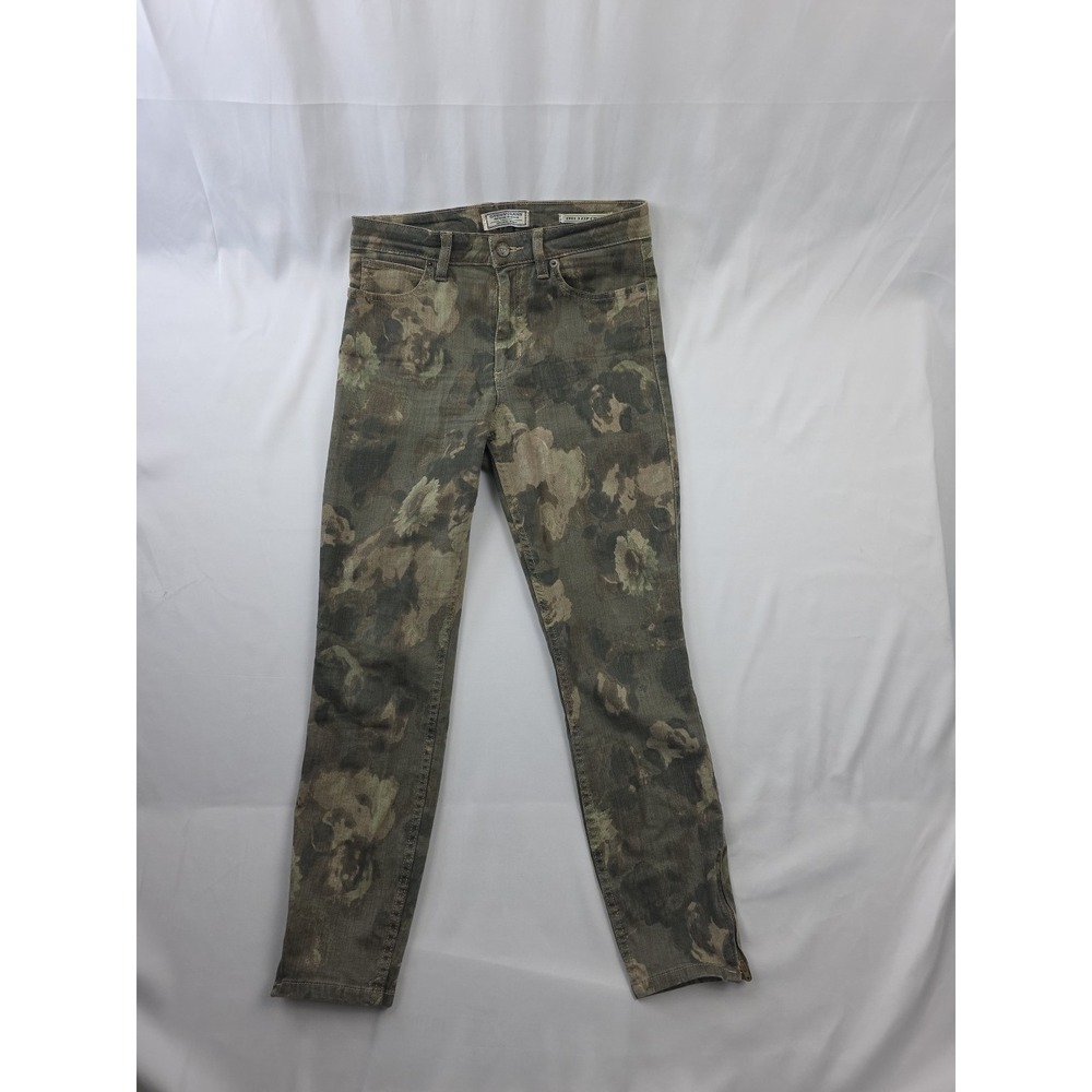 GUESS 1981 3 Zip Crop Camo Jeans Green Y2K Utility Grunge Streetwear